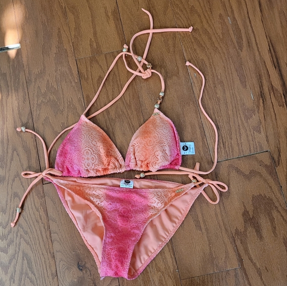 Roxy Other - NWOT Ombre Pink Orange Bikini